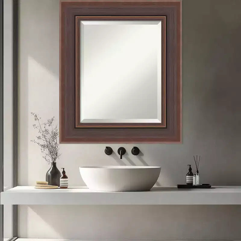Specchio da Parete per Bagno con Cornice Smussata Amanti Art Moab Brown Bronze