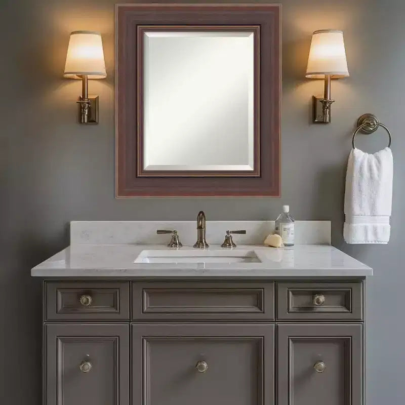 Specchio da Parete per Bagno con Cornice Smussata Amanti Art Moab Brown Bronze