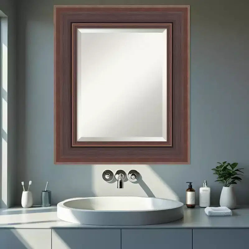 Specchio da Parete per Bagno con Cornice Smussata Amanti Art Moab Brown Bronze