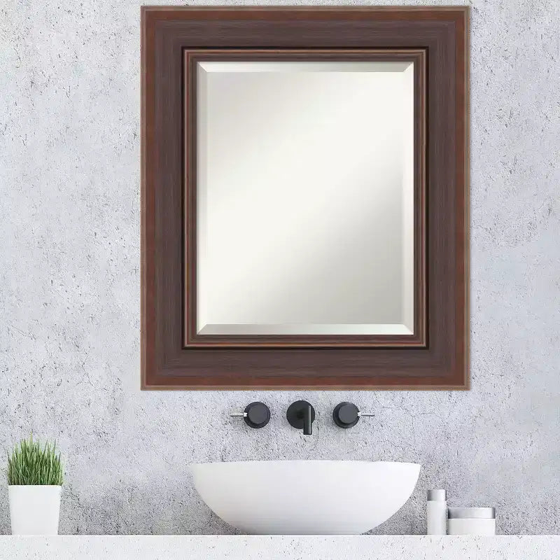 Specchio da Parete per Bagno con Cornice Smussata Amanti Art Moab Brown Bronze