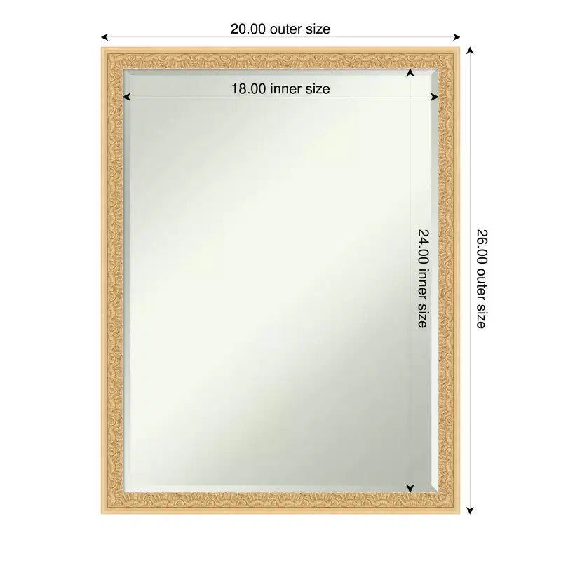 Specchio da parete per bagno Amanti Art Bethany, con cornice in legno, smussatura da mezzo pollice