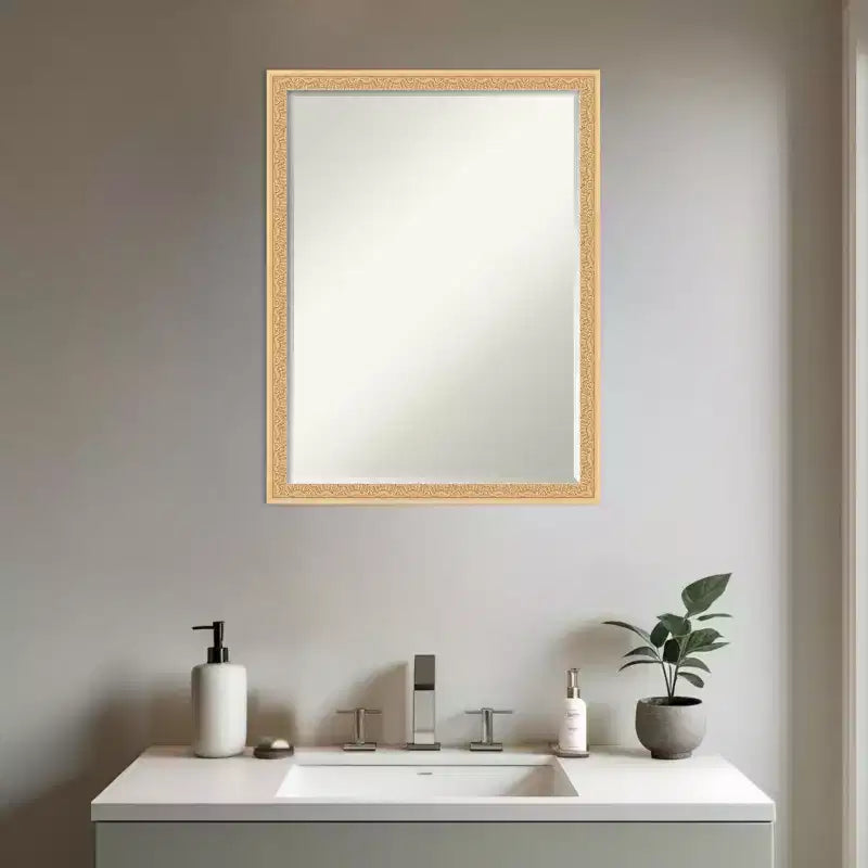 Specchio da parete per bagno Amanti Art Bethany, con cornice in legno, smussatura da mezzo pollice