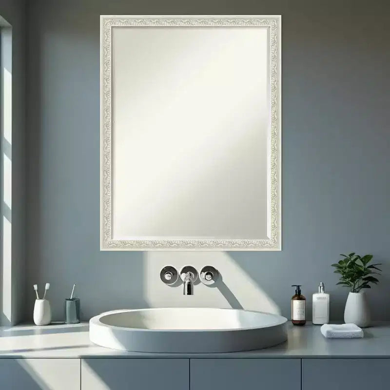 Specchio da parete per bagno Amanti Art Bethany, con cornice in legno, smussatura da mezzo pollice