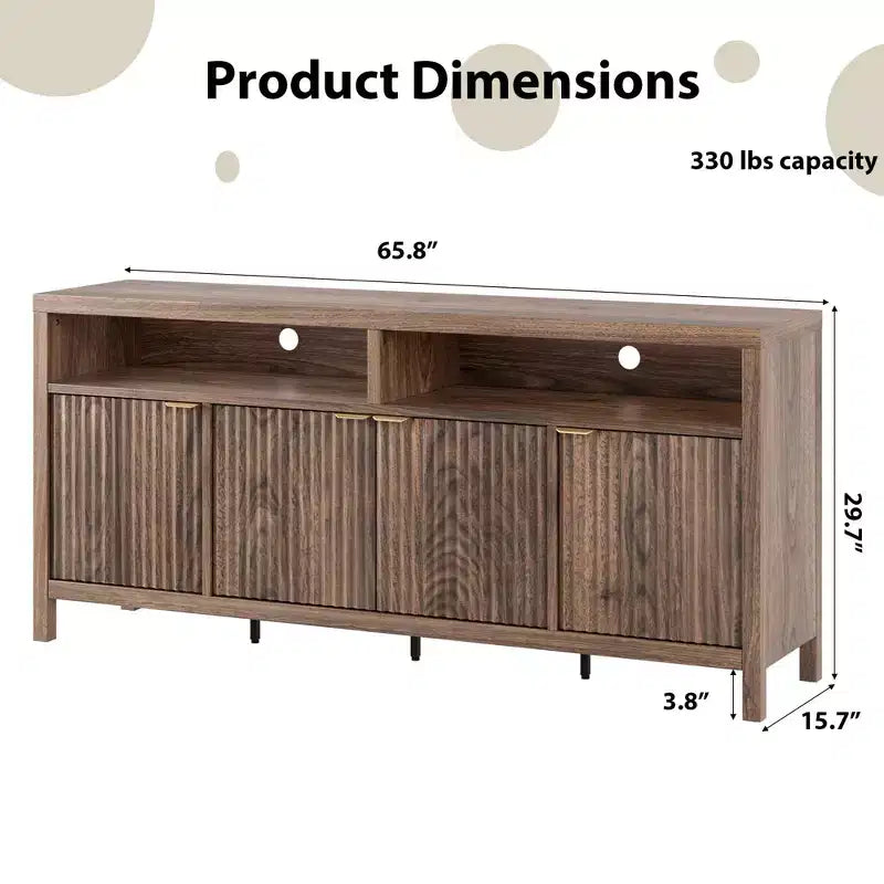 Credenza a 4 ante ad incasso, Credenza da cucina grande, Credenza da buffet di metà secolo Tavolino da caffè Bar Credenza in legno per soggiorno Sala da pranzo Ingresso
