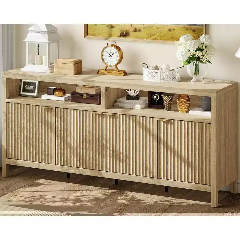 Credenza a 4 ante ad incasso, Credenza da cucina grande, Credenza da buffet di metà secolo Tavolino da caffè Bar Credenza in legno per soggiorno Sala da pranzo Ingresso