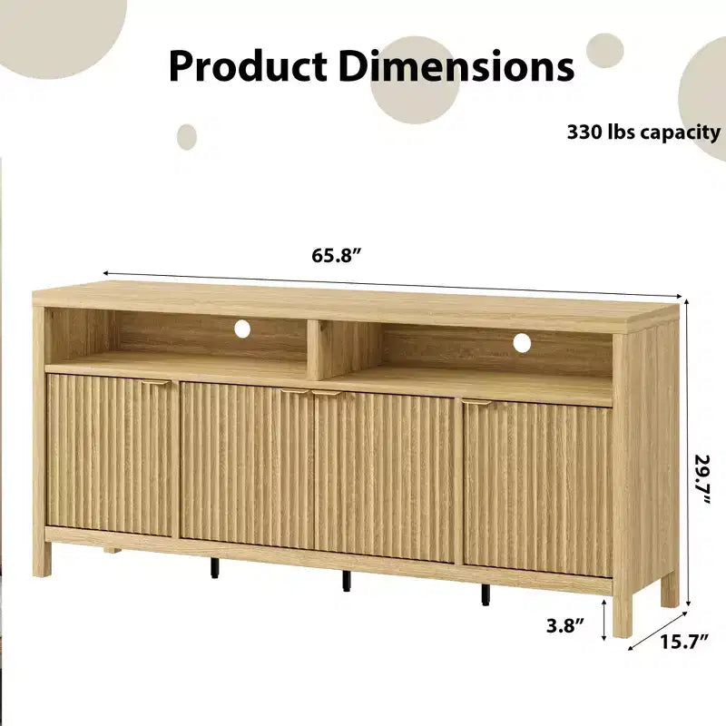 Credenza a 4 ante ad incasso, Credenza da cucina grande, Credenza da buffet di metà secolo Tavolino da caffè Bar Credenza in legno per soggiorno Sala da pranzo Ingresso