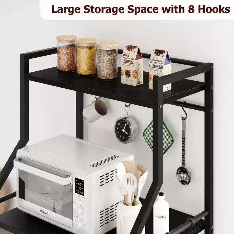 COZONY Scaffale da Cucina a 5 Livelli con Ripiani e Ganci, Struttura in Metallo per Microonde e Stazione Caffè