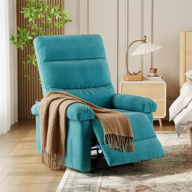Poltrona Reclinabile Manuale per Adulti, Divano Singolo in Tessuto Regolabile con Tasca Laterale e Schienale Ergonomico, Ideale per Soggiorno, Camera da Letreggia o Stanza dei Bambini