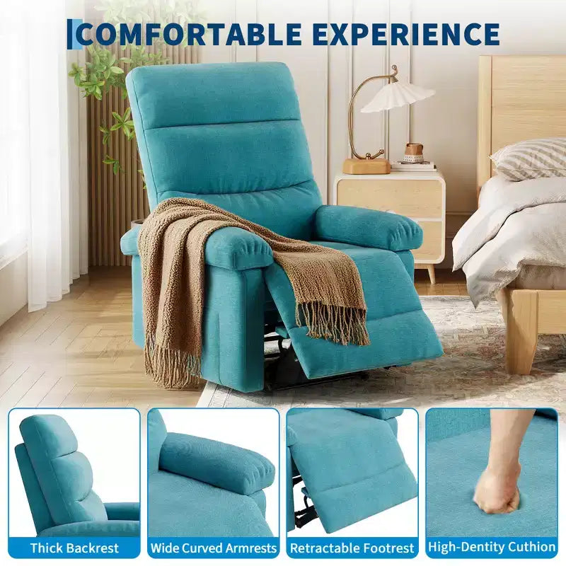 Poltrona Reclinabile Manuale per Adulti, Divano Singolo in Tessuto Regolabile con Tasca Laterale e Schienale Ergonomico, Ideale per Soggiorno, Camera da Letreggia o Stanza dei Bambini