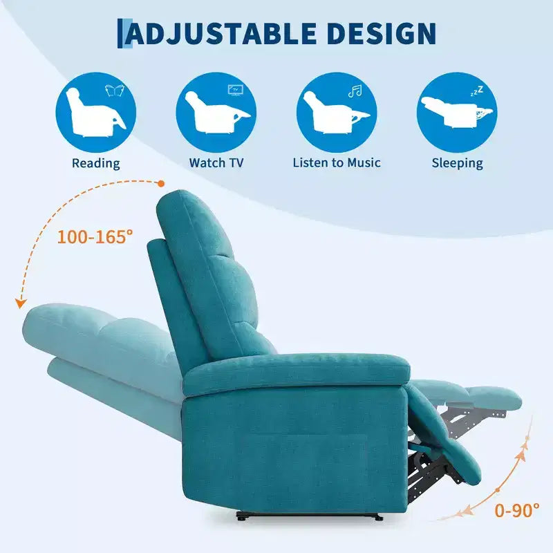 Poltrona Reclinabile Manuale per Adulti, Divano Singolo in Tessuto Regolabile con Tasca Laterale e Schienale Ergonomico, Ideale per Soggiorno, Camera da Letreggia o Stanza dei Bambini