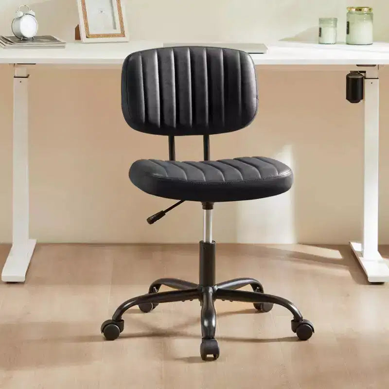 MAYEERTY Sedia da Ufficio Senza Braccioli in Pelle PU Girevole a 360° Regolabile in Altezza 17.71-21.45