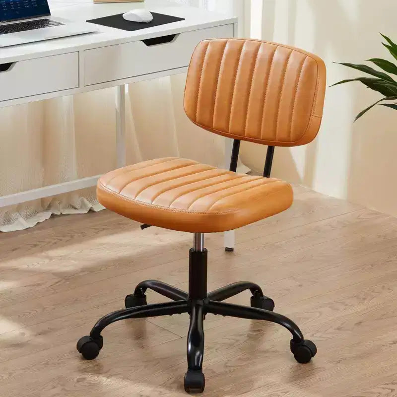 MAYEERTY Sedia da Ufficio Senza Braccioli in Pelle PU Girevole a 360° Regolabile in Altezza 17.71-21.45