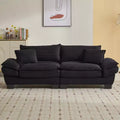 MAYEERTY Corduroy Loveseat Upholstered Deep Seat Comfortable Sofa with Pillows for Bedroom Living Room Office Black