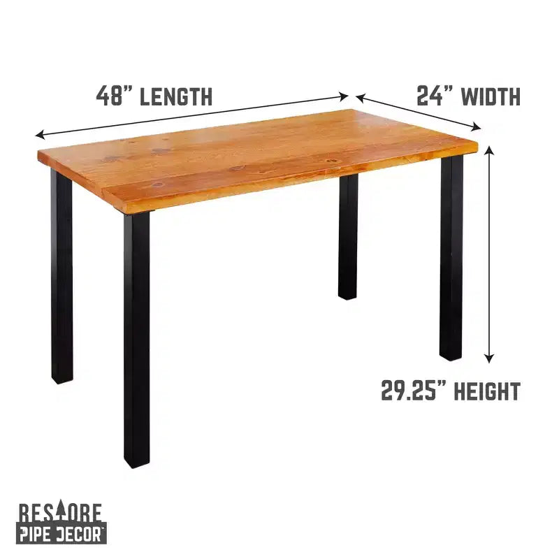 Scrivania in legno massello di cedro con gambe in metallo rialzate da 71 cm, 122x61 cm, stile industriale