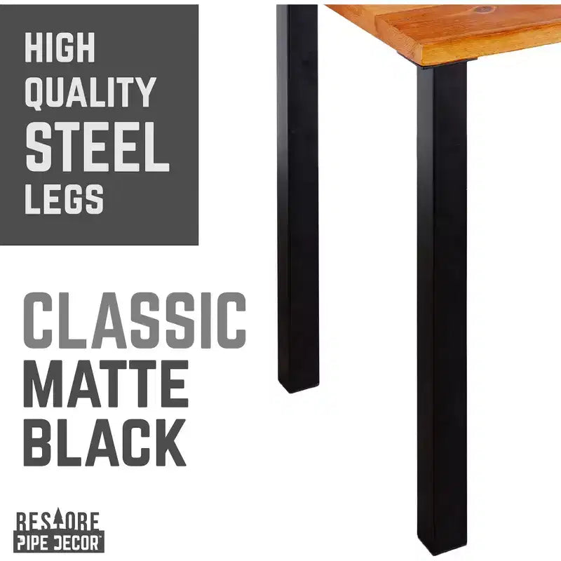 Scrivania in legno massello di cedro con gambe in metallo rialzate da 71 cm, 122x61 cm, stile industriale