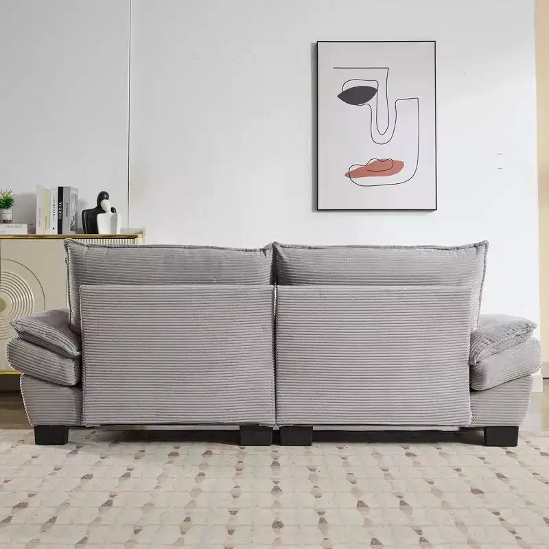 Divano letto a due posti in velluto a coste con cuscini, grigio, 84", capacità 550 libbre