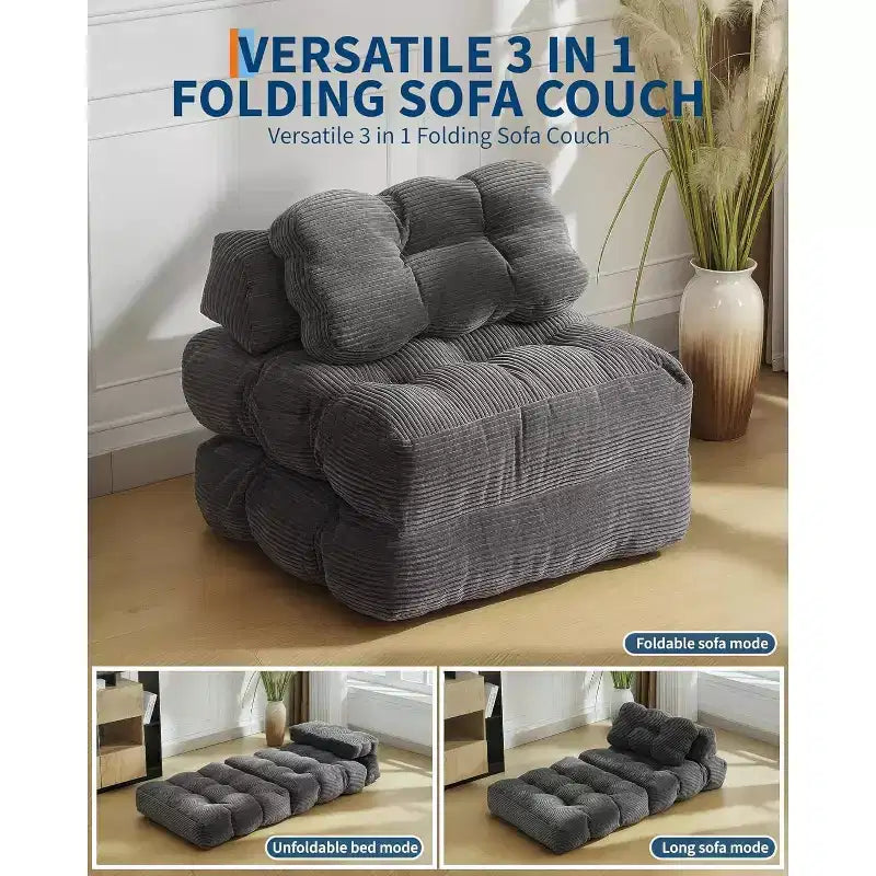 Divano Letto Pieghevole Versatile con Supporto per Cuscino | Poltrona Letto Convertibile per Soggiorno, Dormitorio | Lavabile in Lavatrice e Portatile