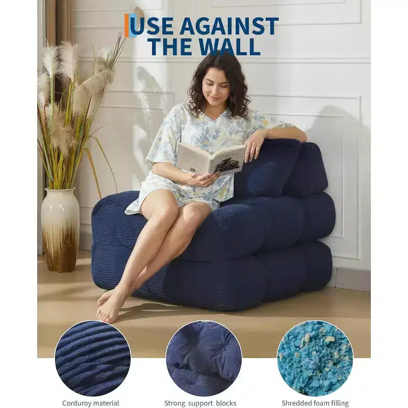 Divano Letto Pieghevole Versatile con Supporto per Cuscino | Poltrona Letto Convertibile per Soggiorno, Dormitorio | Lavabile in Lavatrice e Portatile