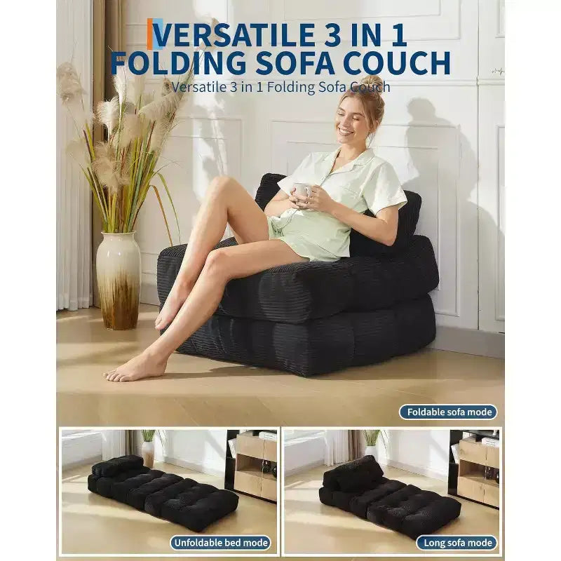 Divano Letto Pieghevole Versatile con Supporto per Cuscino | Poltrona Letto Convertibile per Soggiorno, Dormitorio | Lavabile in Lavatrice e Portatile