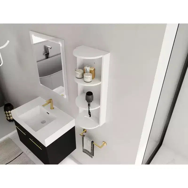Mensole angolari da bagno a 3 livelli, 12 portaoggetti a parete con mensole per asciugacapelli, organizer per mobile laterale, mensola angolare in legno per l'arredamento di piccoli spazi