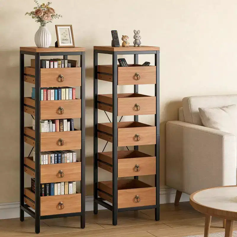 Organizzatore da cucina a 5 ripiani con cassetti estraibili, scaffale stretto per dispensa e snack per appartamento, bagno