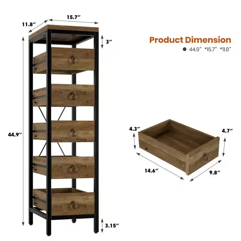 Organizzatore da cucina a 5 ripiani con cassetti estraibili, scaffale stretto per dispensa e snack per appartamento, bagno