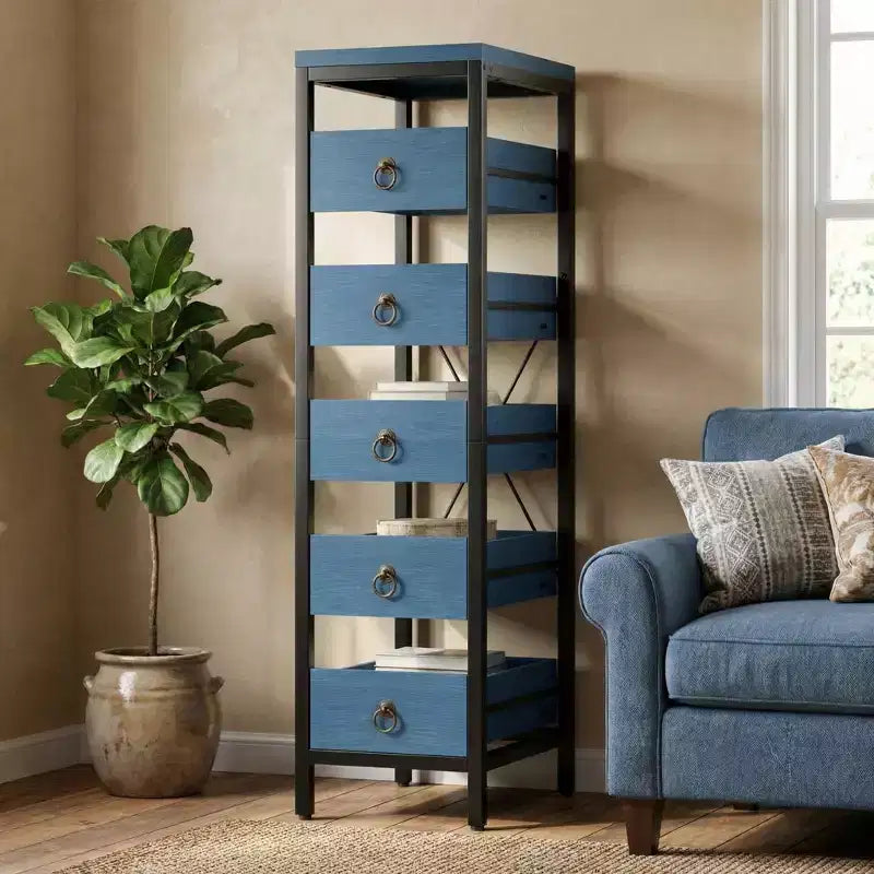Organizzatore da cucina a 5 ripiani con cassetti estraibili, scaffale stretto per dispensa e snack per appartamento, bagno