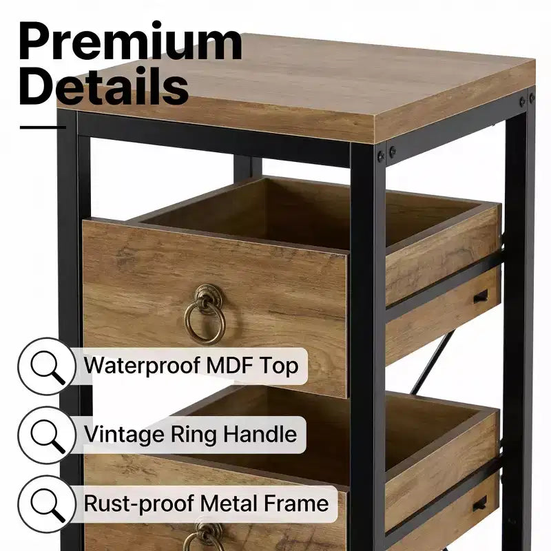 Organizzatore da cucina a 5 ripiani con cassetti estraibili, scaffale stretto per dispensa e snack per appartamento, bagno