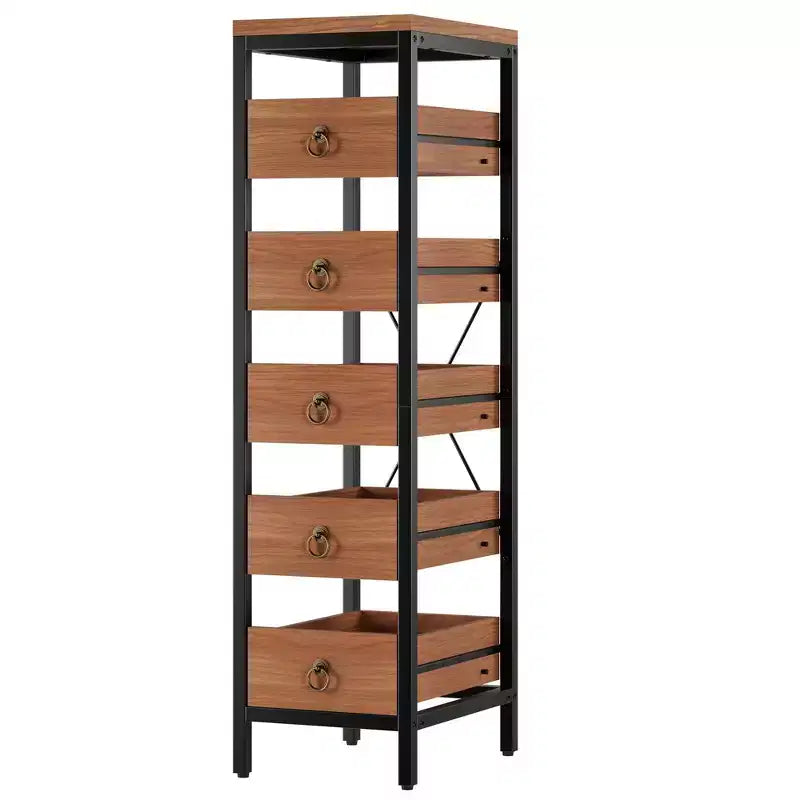 Organizzatore da cucina a 5 ripiani con cassetti estraibili, scaffale stretto per dispensa e snack per appartamento, bagno