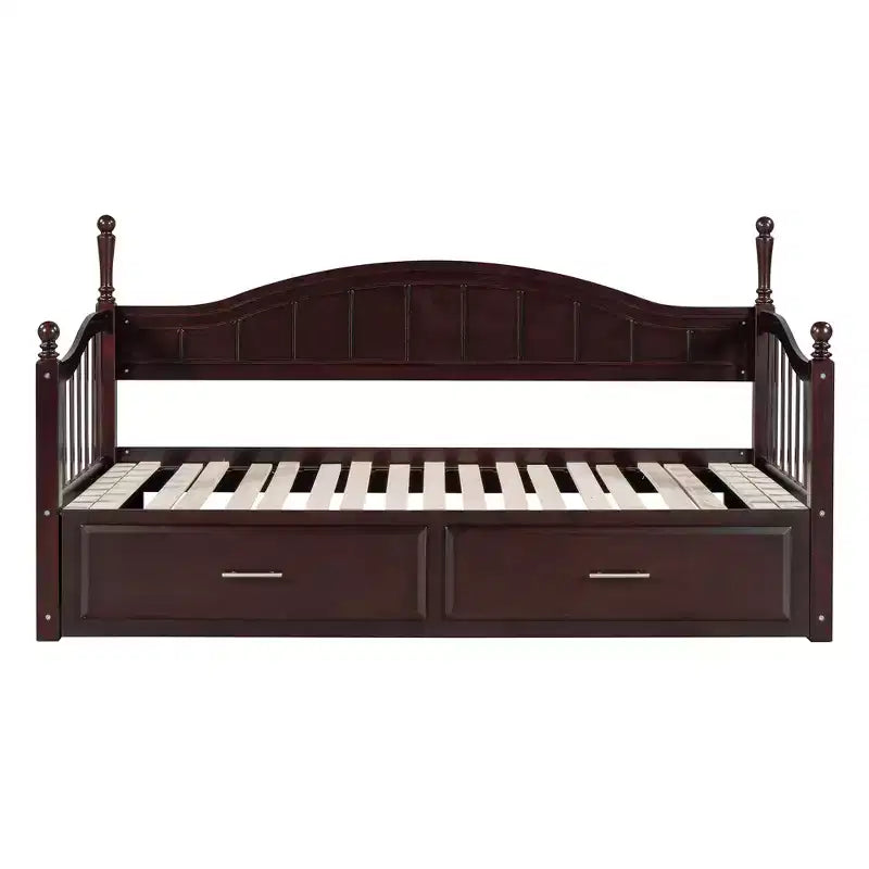 Divano Letto in Legno con Letto Estraibile e 2 Cassetti Contenitore, Estendibile da Singolo a Matrimoniale, 113 kg