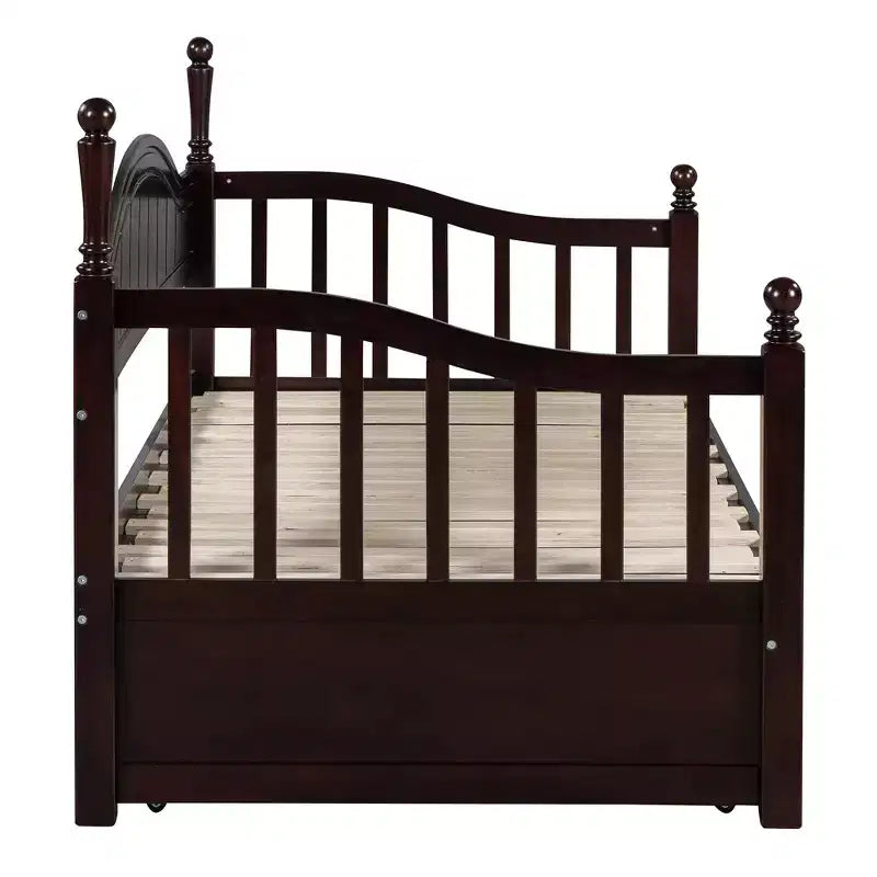 Divano Letto in Legno con Letto Estraibile e 2 Cassetti Contenitore, Estendibile da Singolo a Matrimoniale, 113 kg