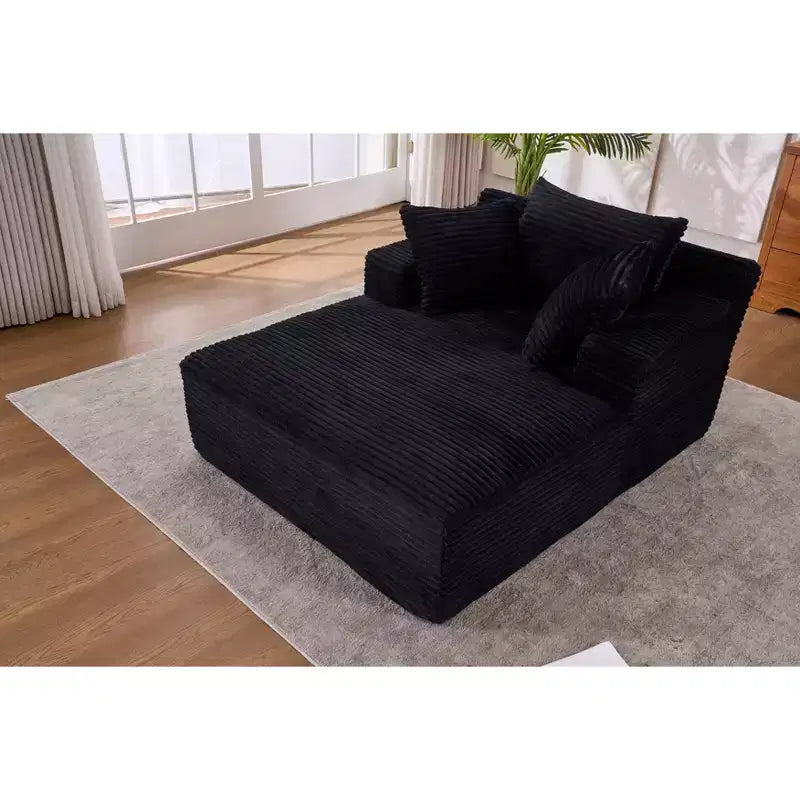 Poltrona Letto Lounge Oversize in Velluto a Coste con Cuscini, Seduta Profonda, Nessun Montaggio