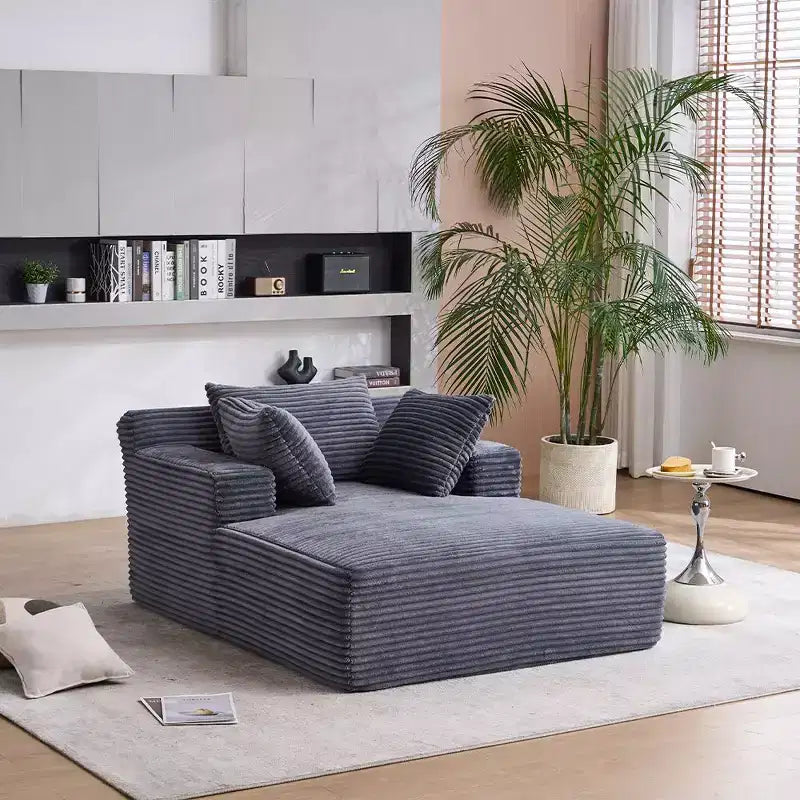 Poltrona Letto Lounge Oversize in Velluto a Coste con Cuscini, Seduta Profonda, Nessun Montaggio