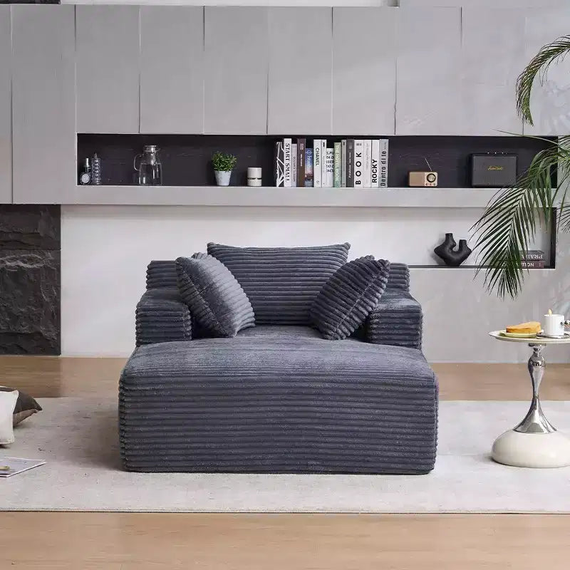 Poltrona Letto Lounge Oversize in Velluto a Coste con Cuscini, Seduta Profonda, Nessun Montaggio