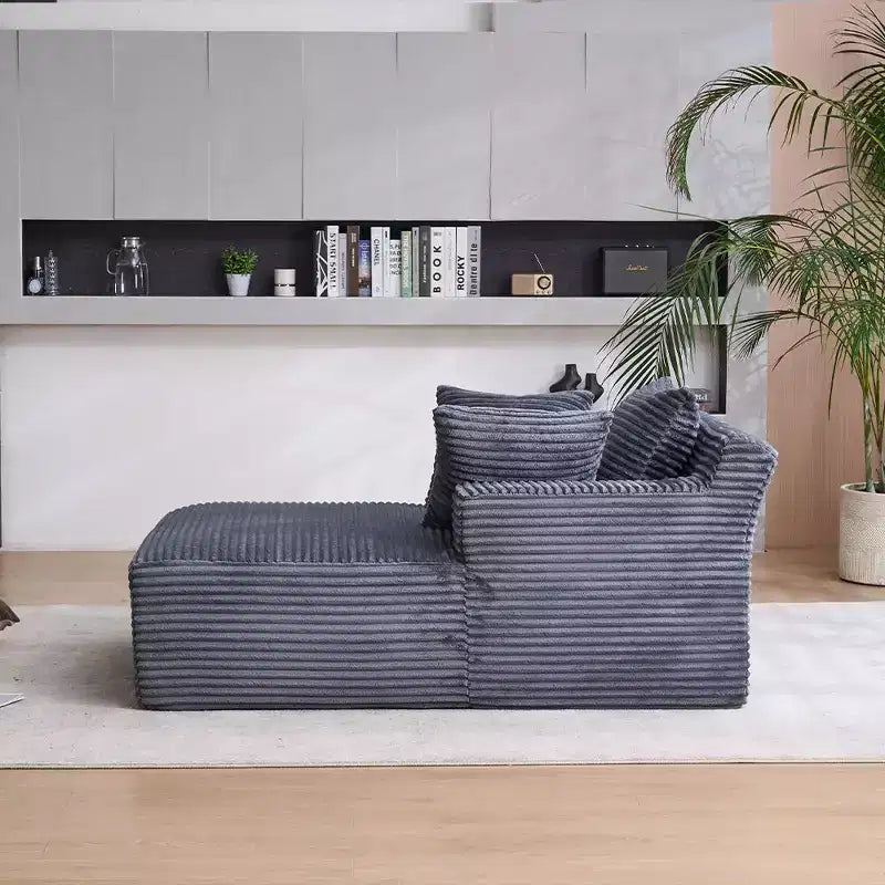 Poltrona Letto Lounge Oversize in Velluto a Coste con Cuscini, Seduta Profonda, Nessun Montaggio