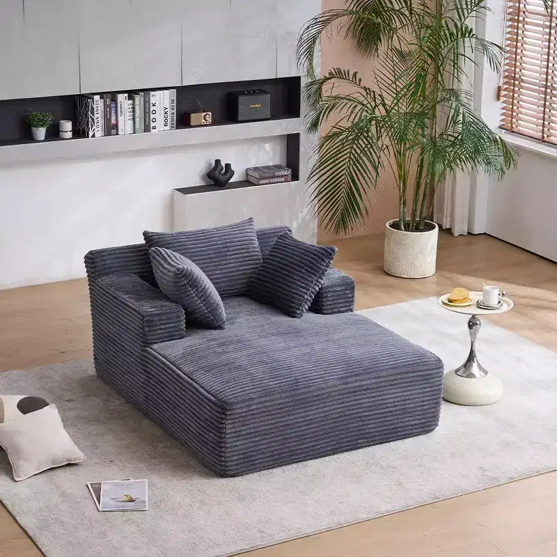 Poltrona Letto Lounge Oversize in Velluto a Coste con Cuscini, Seduta Profonda, Nessun Montaggio
