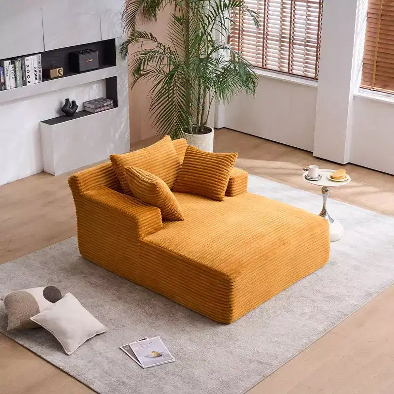 Poltrona Letto Lounge Oversize in Velluto a Coste con Cuscini, Seduta Profonda, Nessun Montaggio