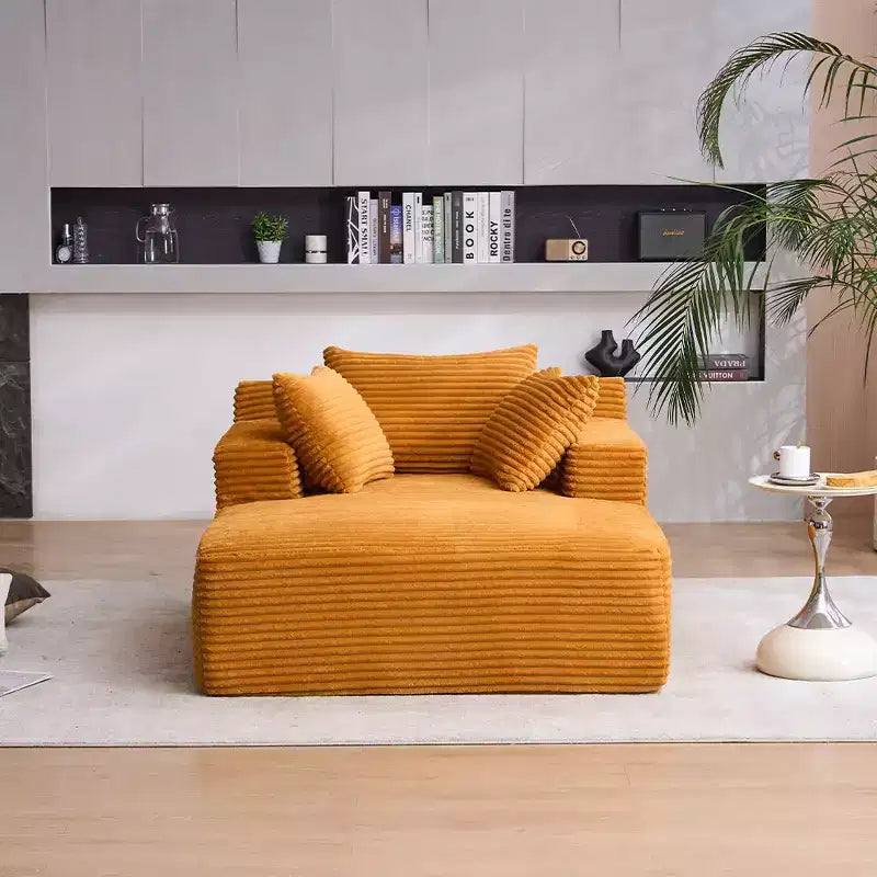 Poltrona Letto Lounge Oversize in Velluto a Coste con Cuscini, Seduta Profonda, Nessun Montaggio