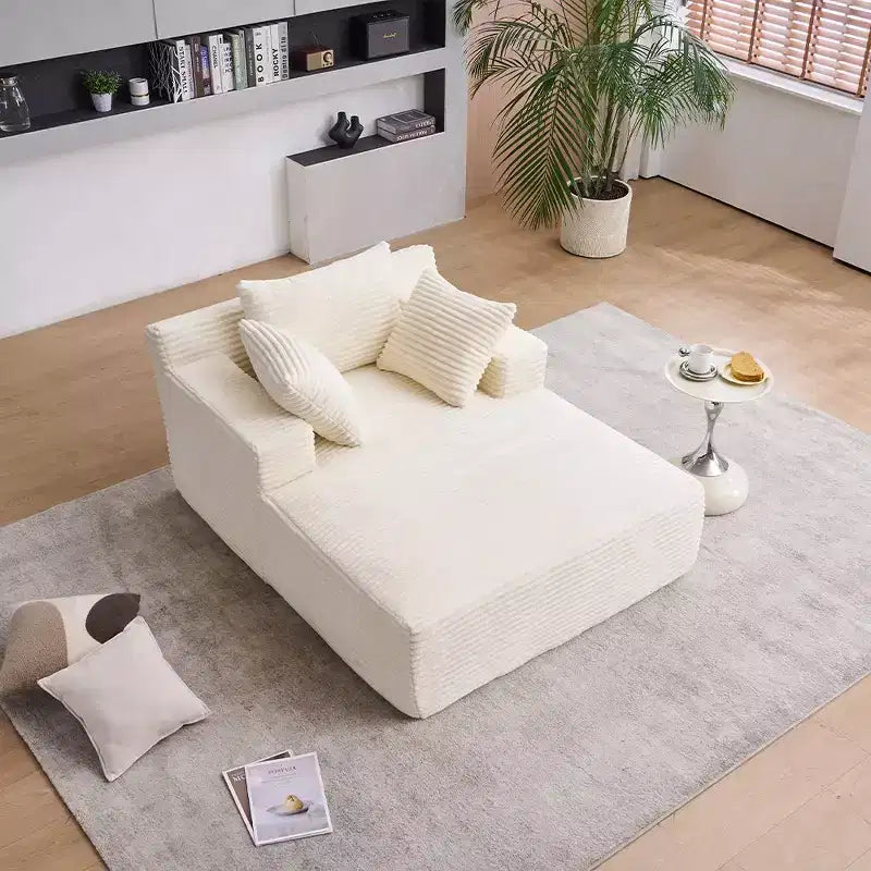 Poltrona Letto Lounge Oversize in Velluto a Coste con Cuscini, Seduta Profonda, Nessun Montaggio