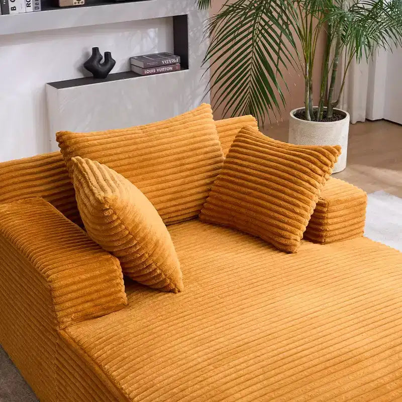 Poltrona Letto Lounge Oversize in Velluto a Coste con Cuscini, Seduta Profonda, Nessun Montaggio
