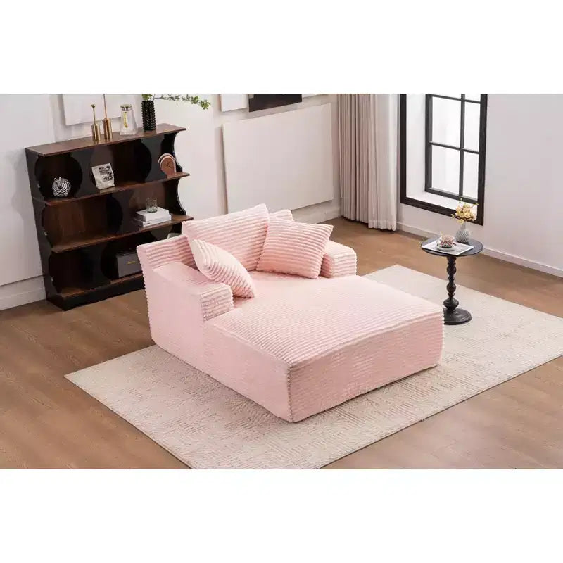 Poltrona Letto Lounge Oversize in Velluto a Coste con Cuscini, Seduta Profonda, Nessun Montaggio