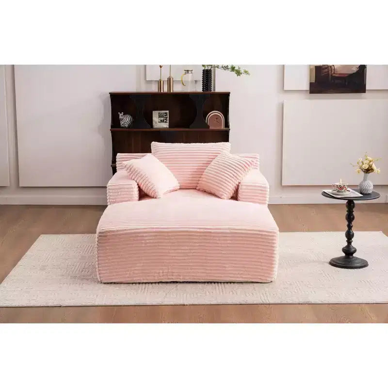 Poltrona Letto Lounge Oversize in Velluto a Coste con Cuscini, Seduta Profonda, Nessun Montaggio