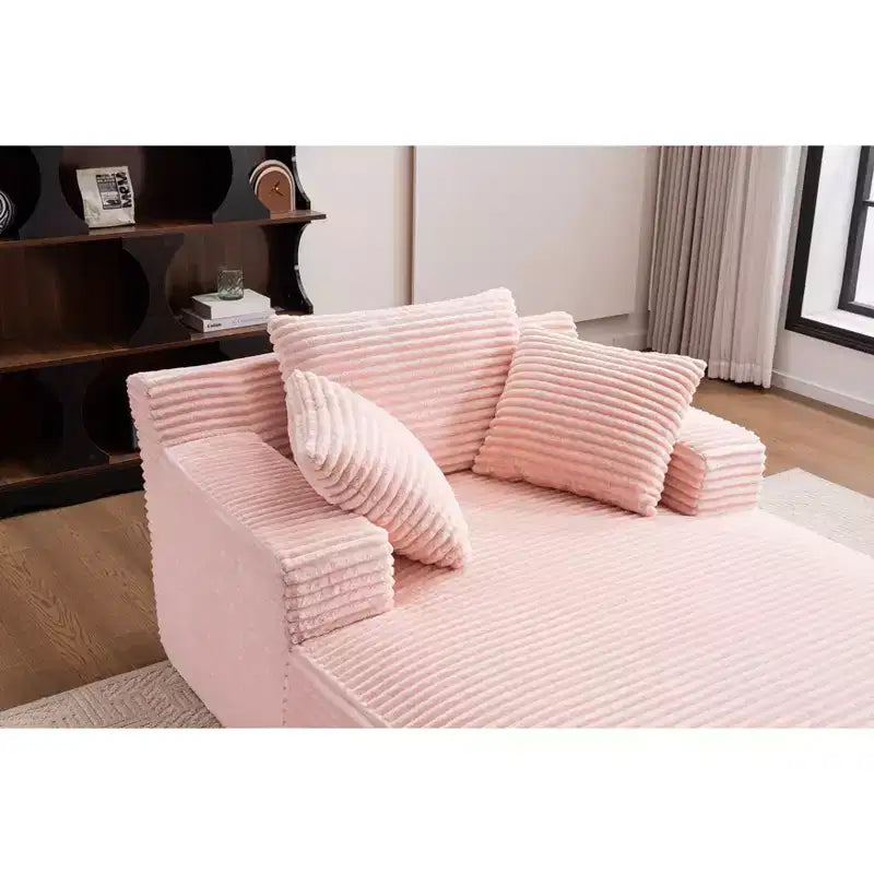 Poltrona Letto Lounge Oversize in Velluto a Coste con Cuscini, Seduta Profonda, Nessun Montaggio