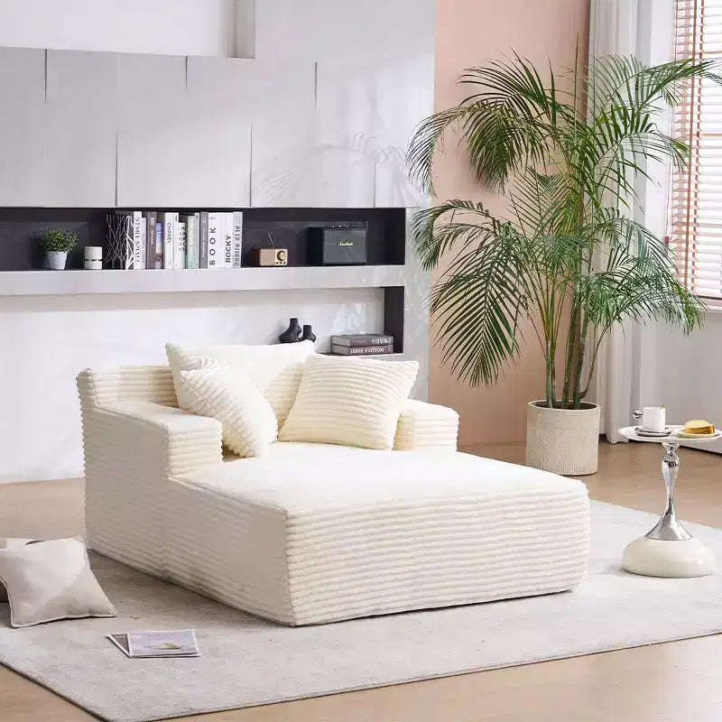 Poltrona Letto Lounge Oversize in Velluto a Coste con Cuscini, Seduta Profonda, Nessun Montaggio