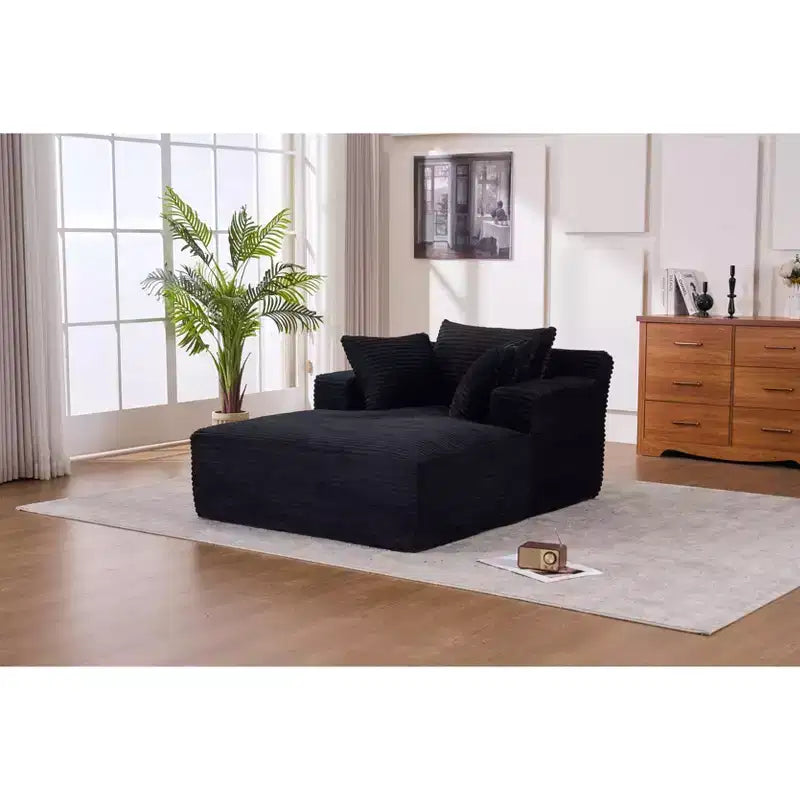 Poltrona Letto Lounge Oversize in Velluto a Coste con Cuscini, Seduta Profonda, Nessun Montaggio