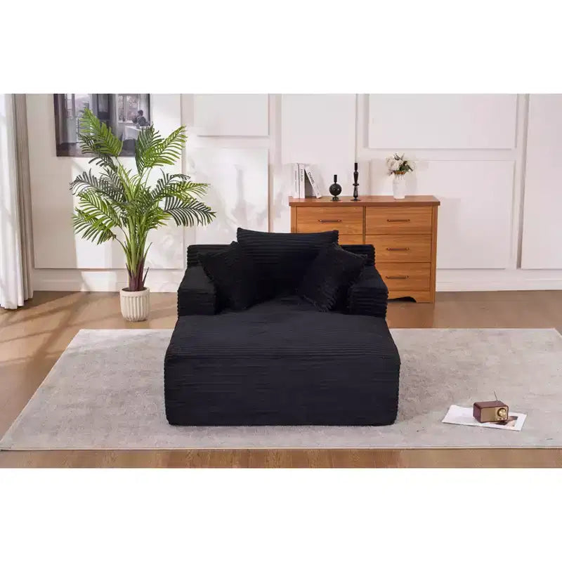 Poltrona Letto Lounge Oversize in Velluto a Coste con Cuscini, Seduta Profonda, Nessun Montaggio