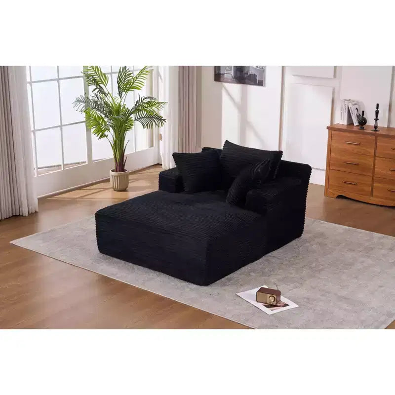 Poltrona Letto Lounge Oversize in Velluto a Coste con Cuscini, Seduta Profonda, Nessun Montaggio