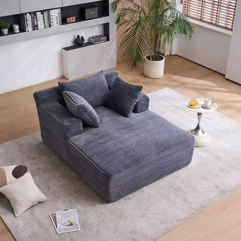 Poltrona Letto Lounge Oversize in Velluto a Coste con Cuscini, Seduta Profonda, Nessun Montaggio