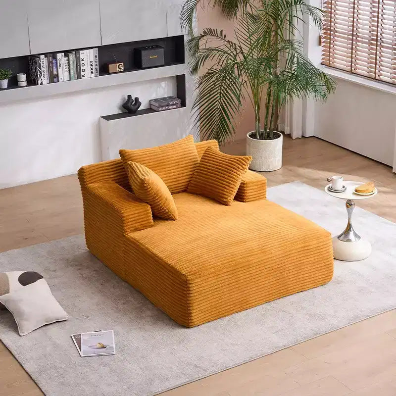 Poltrona Letto Lounge Oversize in Velluto a Coste con Cuscini, Seduta Profonda, Nessun Montaggio