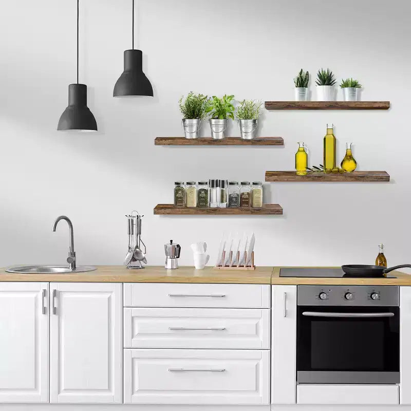 Sorbus 24 x 9 Pollici, Set da 4 Mensole Fluttuanti da Parete in Legno – per Camera da Letto, Cucina, Soggiorno, Bagno